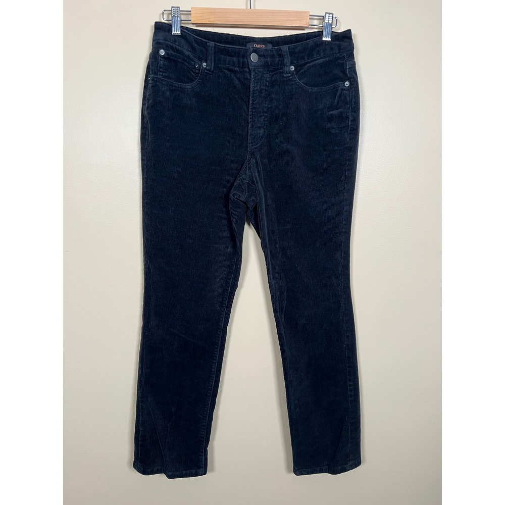 Quince Organic Stretch Corduroy Straight Leg Pants Women 6 Black Casual Classic